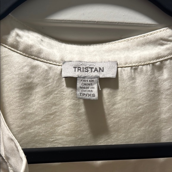 Cream Ruffled Bib Collar Blouse satin - Picture 3 of 5